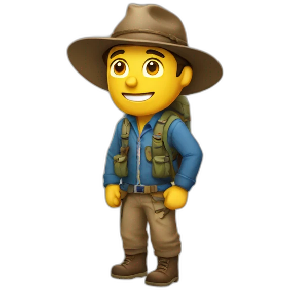 With men with adventure hat emoji