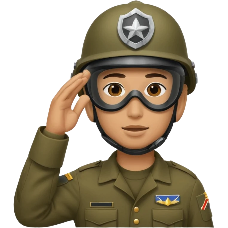 Soldier saluting with helmet + mask emoji