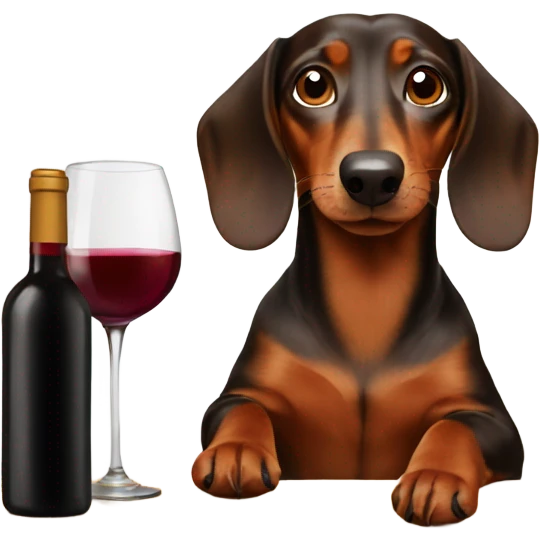Brown dachshund drinking wine emoji