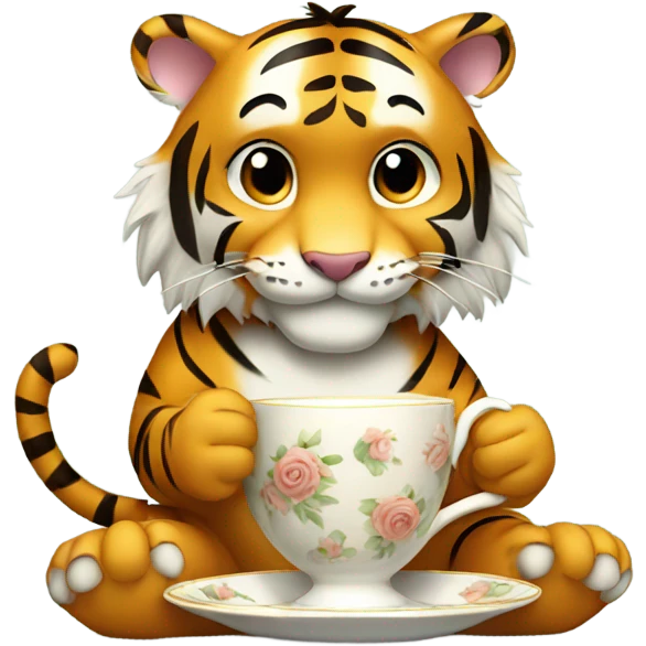 Tiger drinking tea emoji