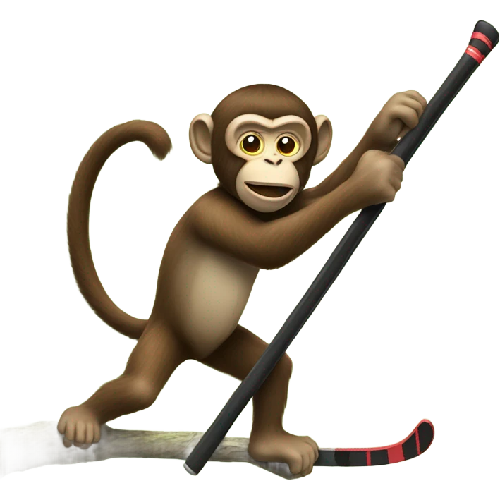 A monkey playing hockey in a tree emoji