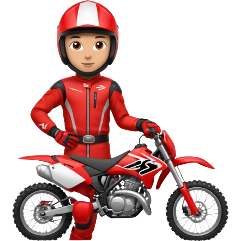 dirtbike rider in red gear signing autographs emoji
