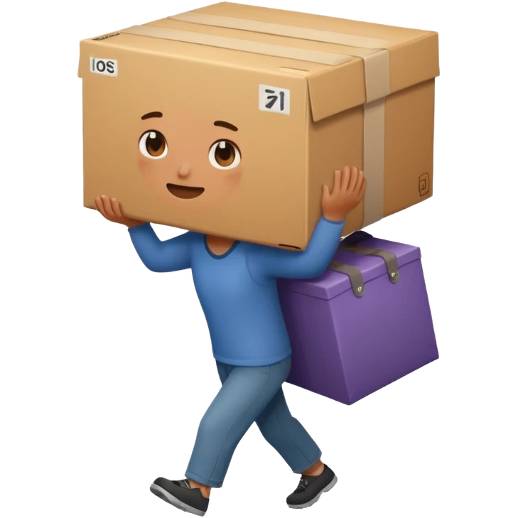 person carrying a heavy box, straining emoji