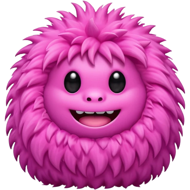Pink cute smiling fuzzy monster emoji