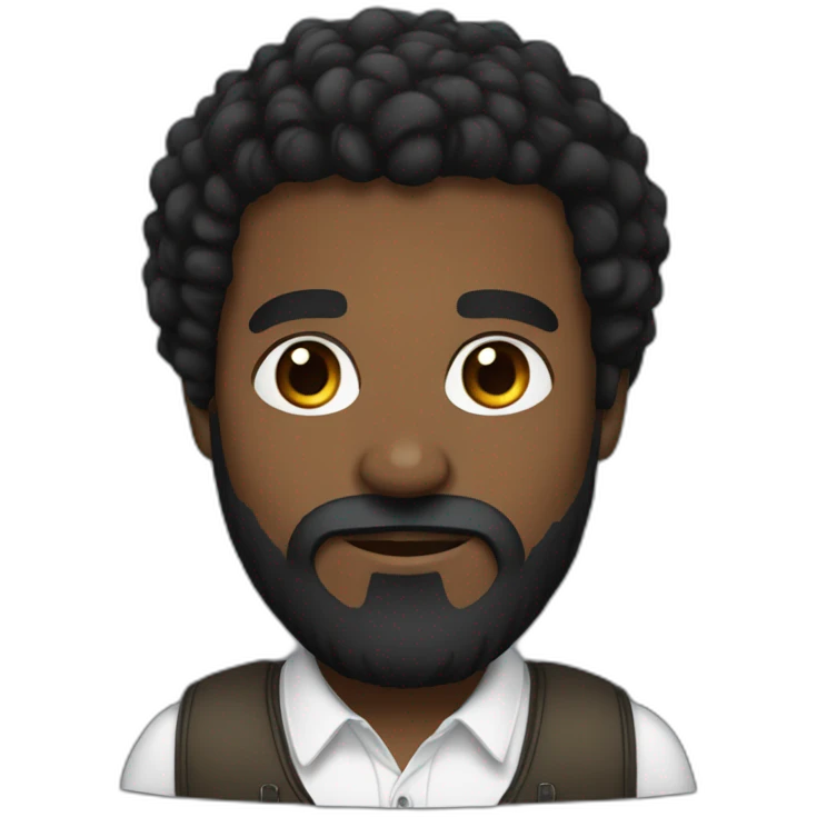 Black man, bla beard and cu hair, russian emoji