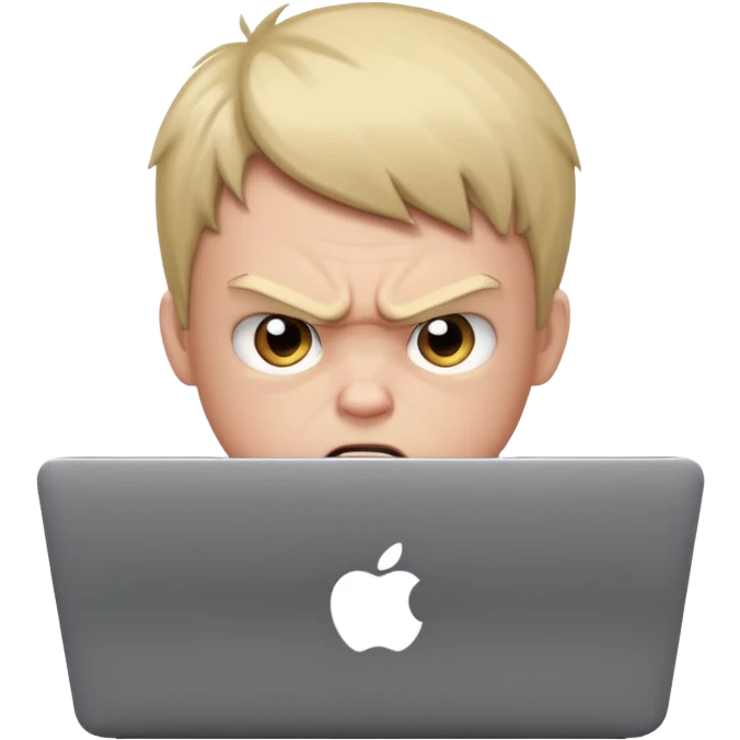 angry young boy on a laptop emoji