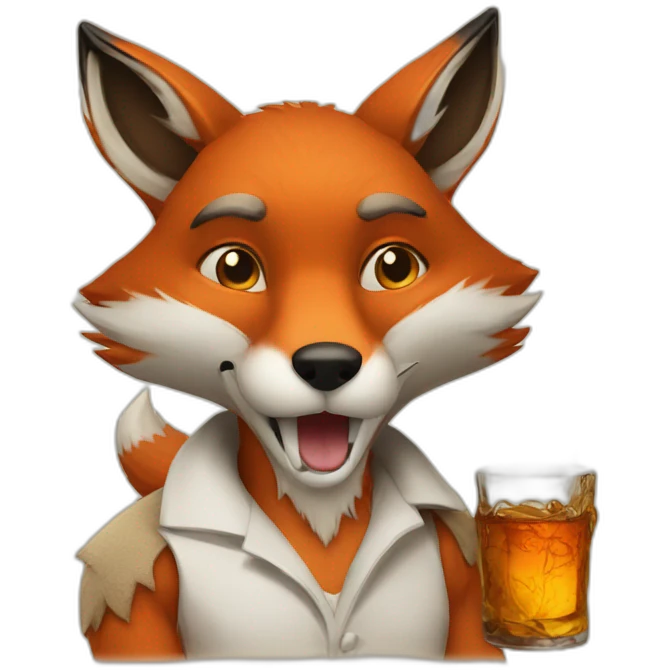 Fox with cigarette and whiskey  emoji