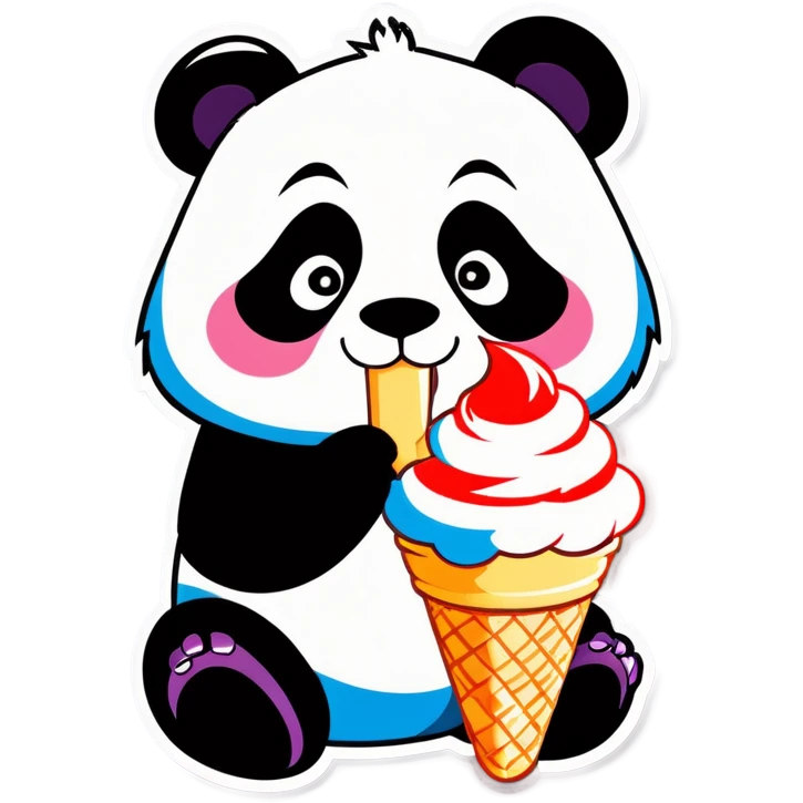 Panda eating ice cream emoji
