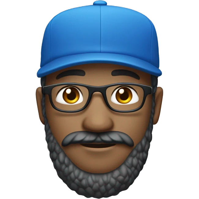 Homme blanc avec une petite barbe portant des lunettes bleues , une casquette jordan bleu , un survêtement bleu emoji
