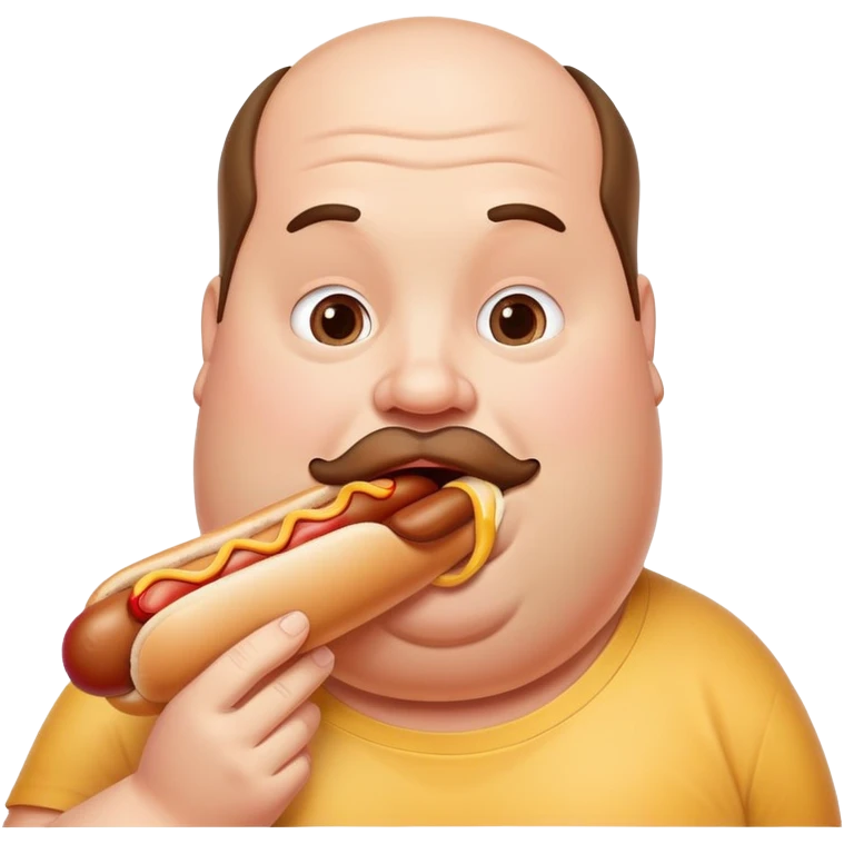 Fat guy with a hotdog in his mouth emoji
