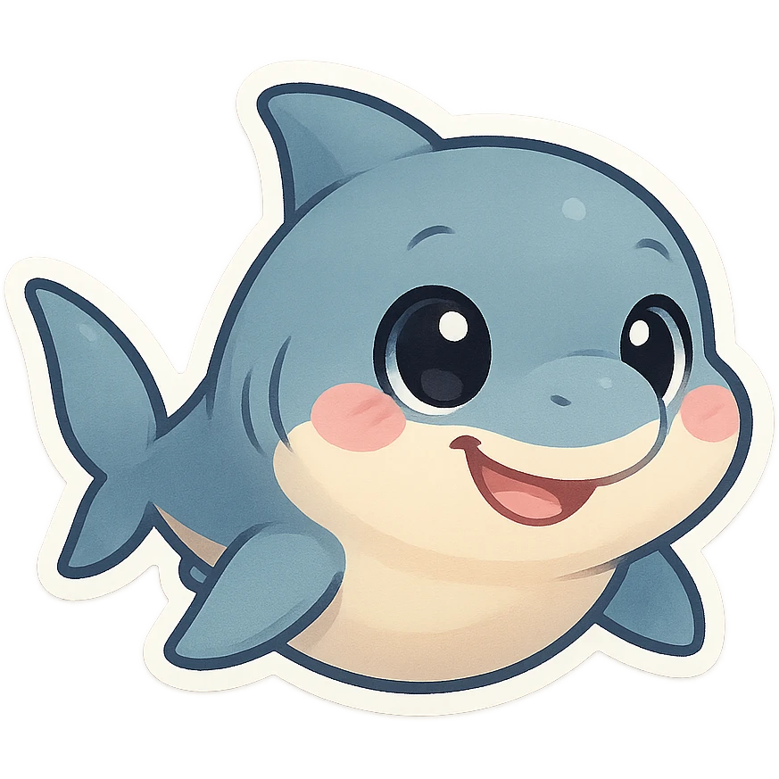 baby shark with big eyes and a smile, cartoon style emoji