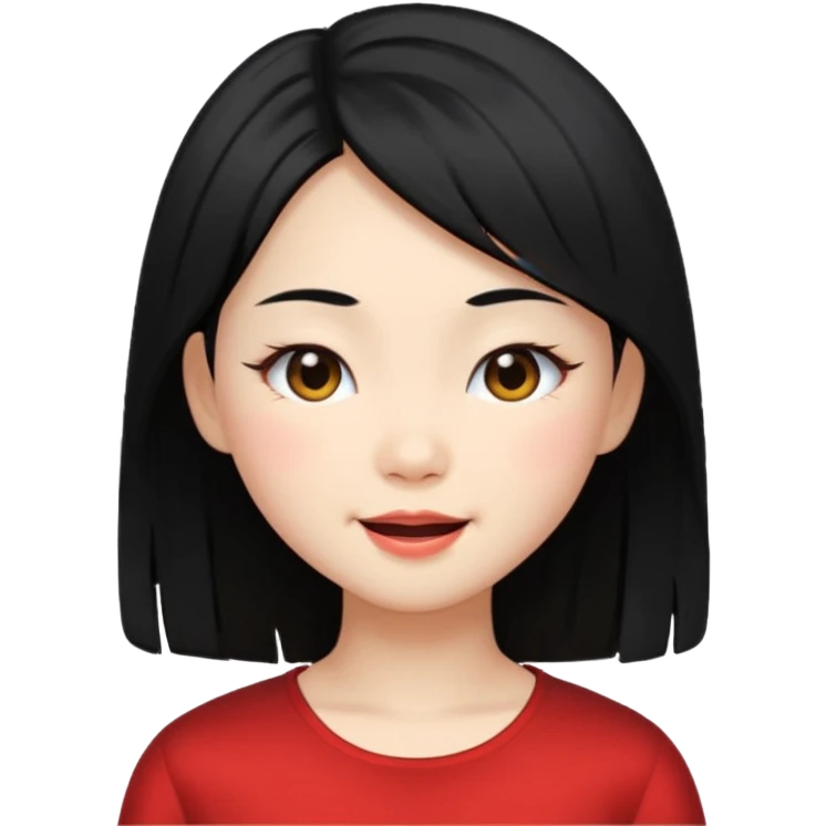Chinese girl with black layered hair, winking emoji