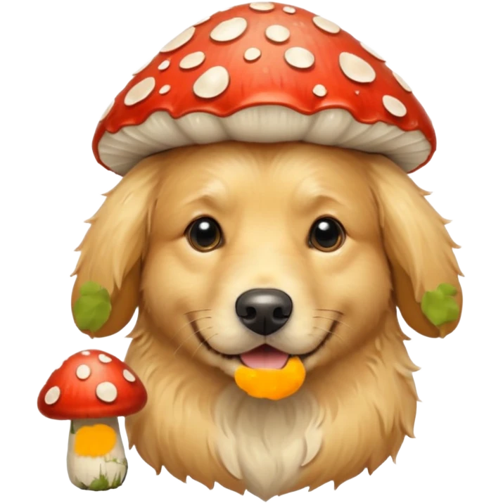 Golden retriever with winter mushroom  emoji