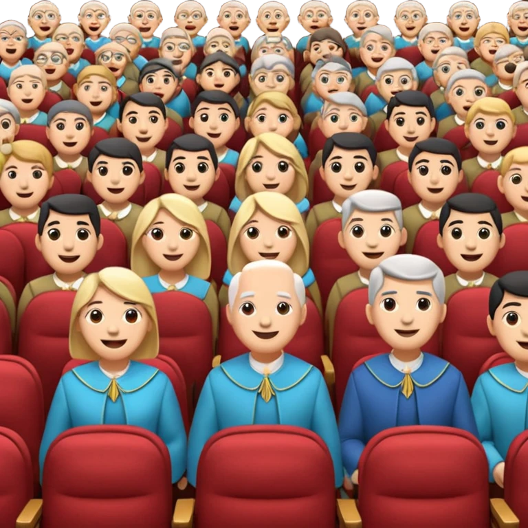 theater chorus seats filled with stone revelers emoji