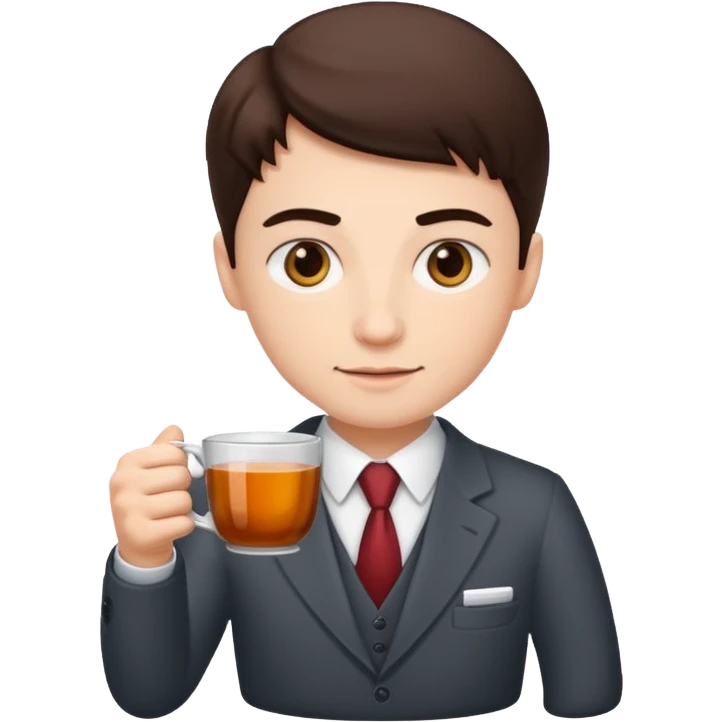 Generate boss image with cup of tea in hand emoji