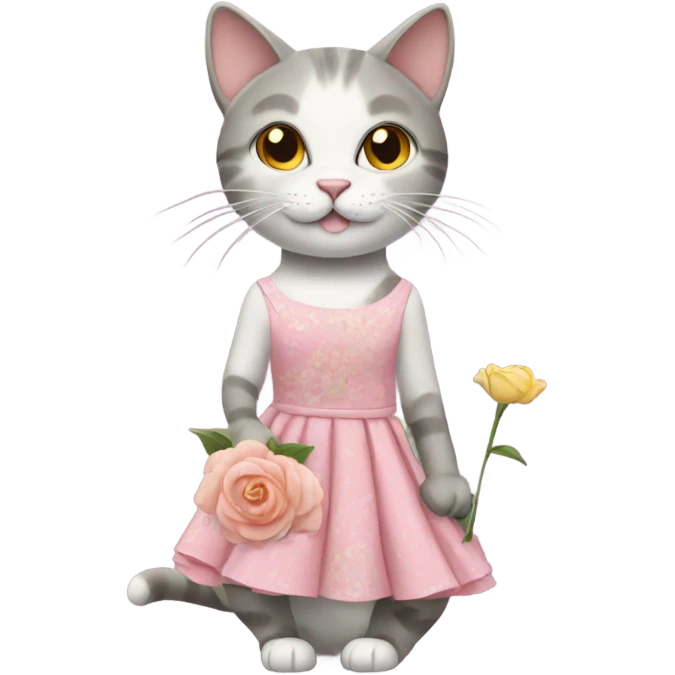 Cat with a dress and a flower  emoji