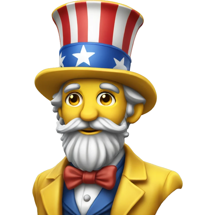 uncle sam yellow skin bust striped top hat grey beard emoji