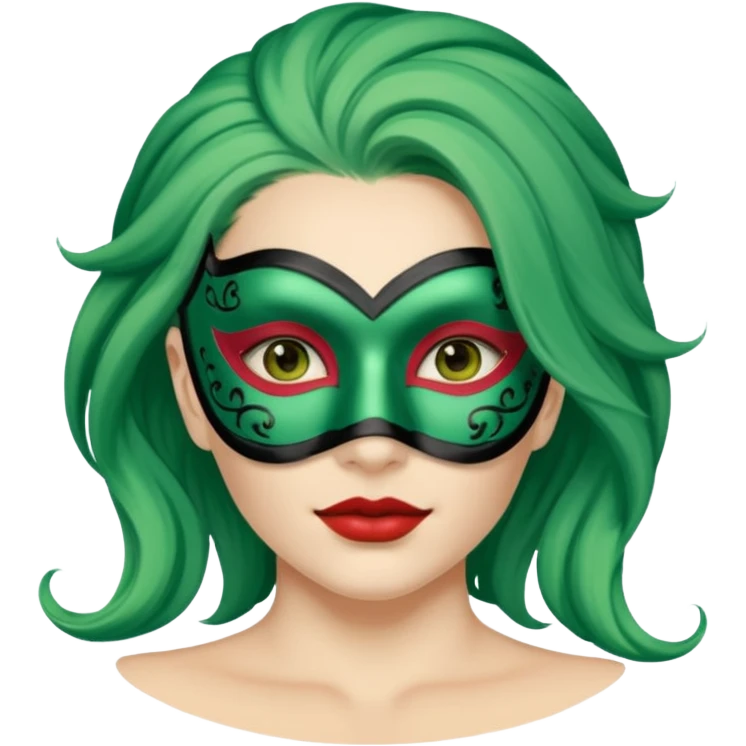 masked person venice volto woman green hair emoji