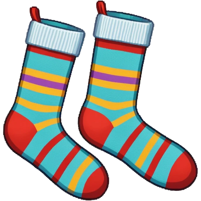 A pixel art emoji of a pair of socks in a retro 16x16 or 32x32 pixel style, using a limited color palette emoji