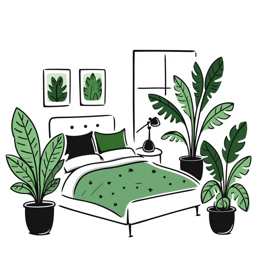green bedroom plants with frames emoji