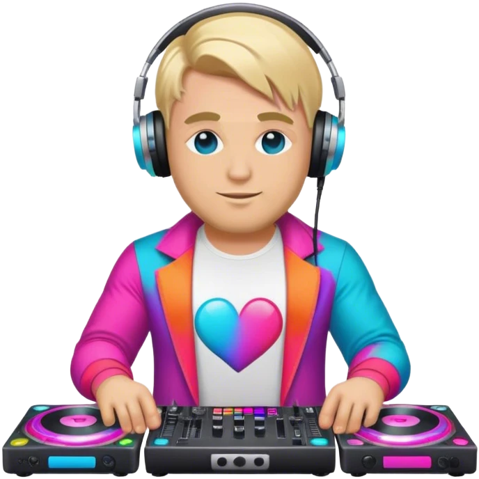 blond big man in colorful dj outfit showing love emoji