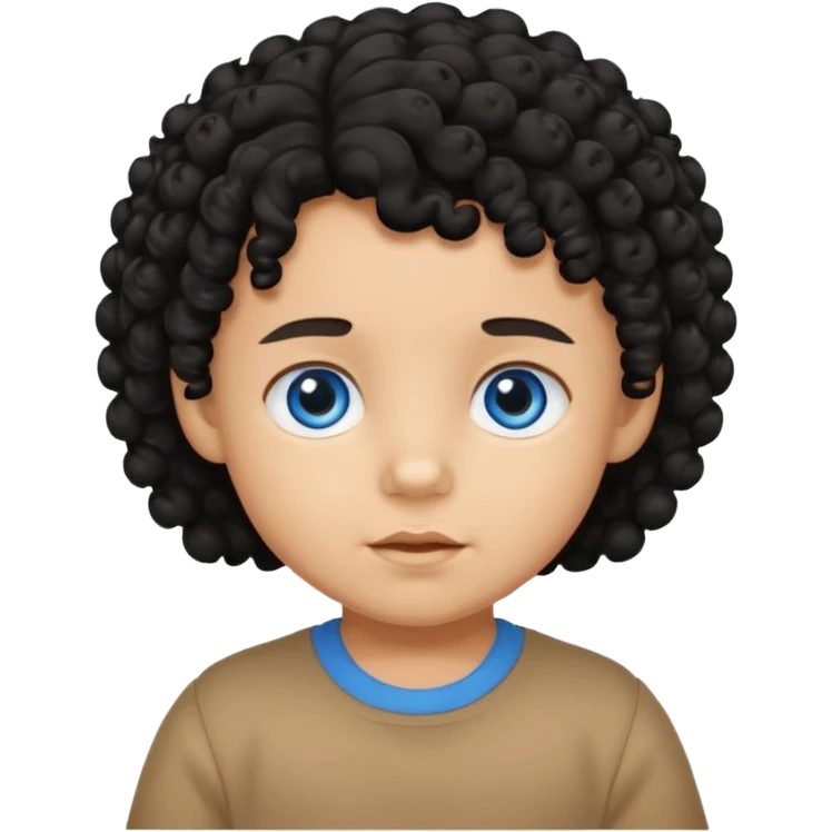 a tan toddler with black curly hair and blue eyes emoji