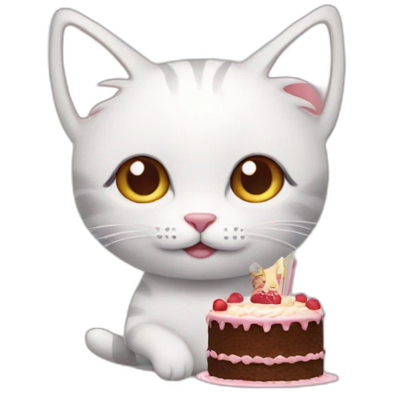 cat with cake in hands emoji