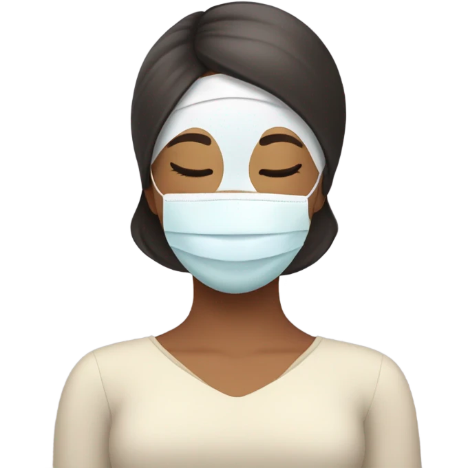 Lady with face mask spa beauty full face relaxing emoji