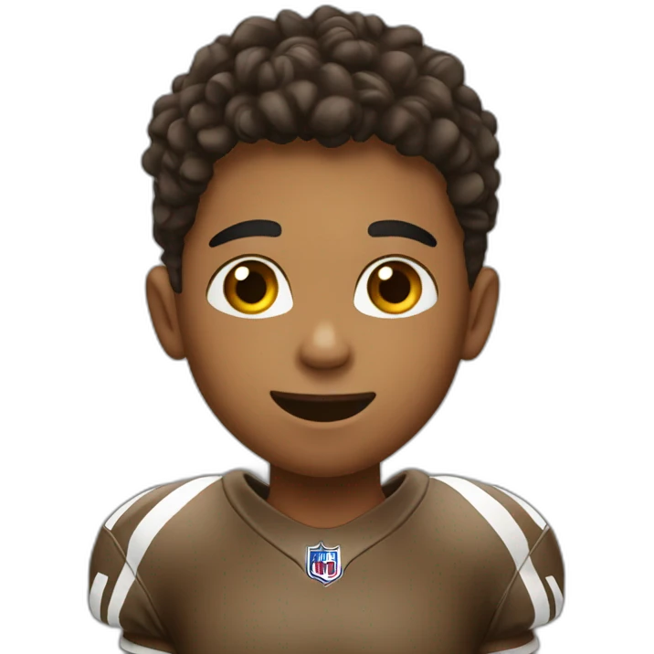 Young brown kid freestyling football emoji