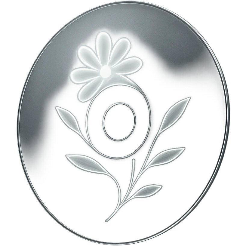 A minimalist CD disc with glowing floral pattern, monochrome emoji