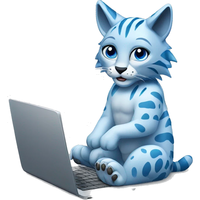 A blue lynx with a laptop emoji