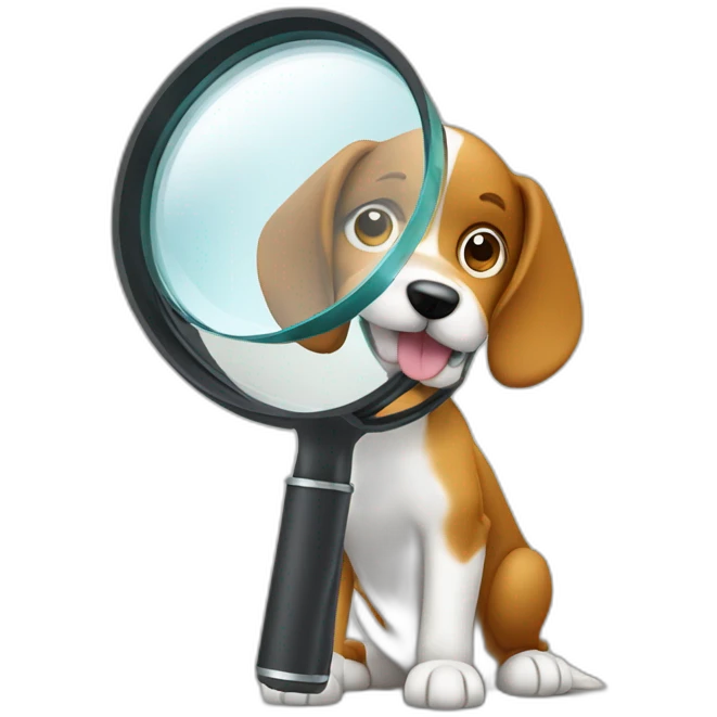 dog searching with a magnifier glass emoji