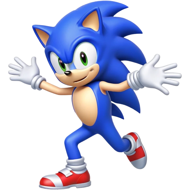 Blue cartoon Sonic character dancing energetically emoji