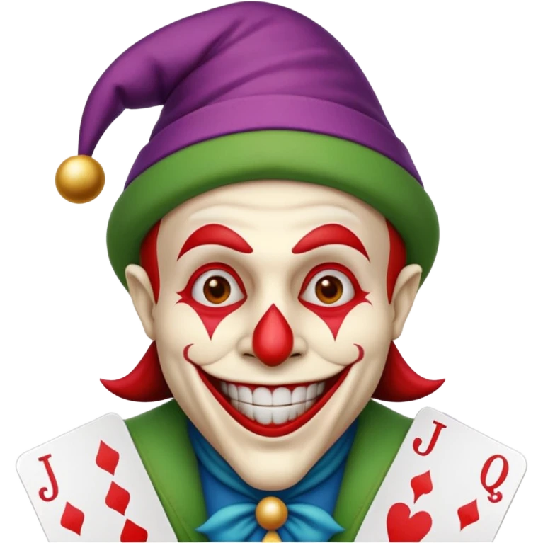 poker card with a funny jolly joker inside the card emoji