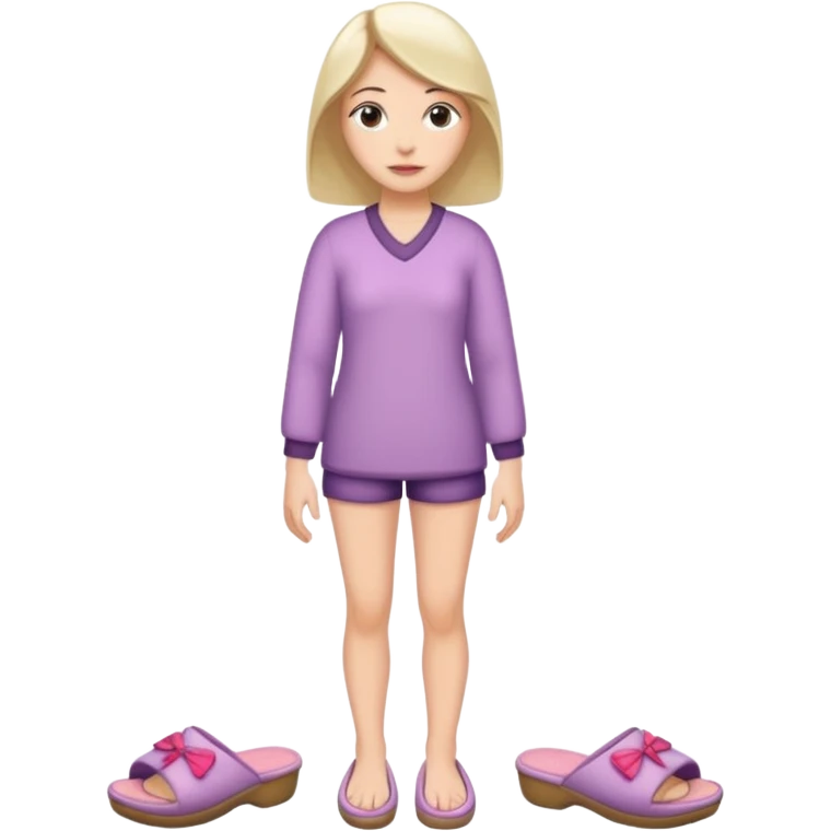 woman model standing on foot with slippers emoji