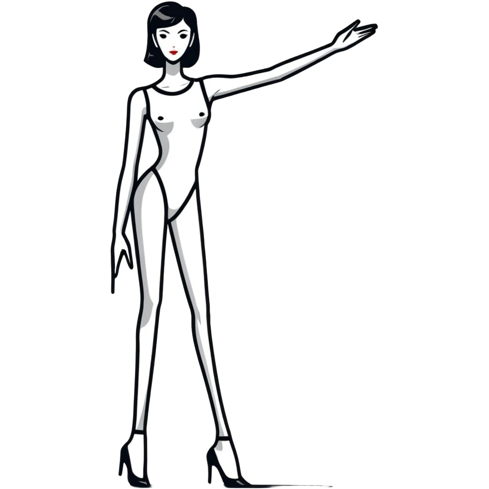 A tall elegant woman with extremely long limbs and geometric angular face structure emoji