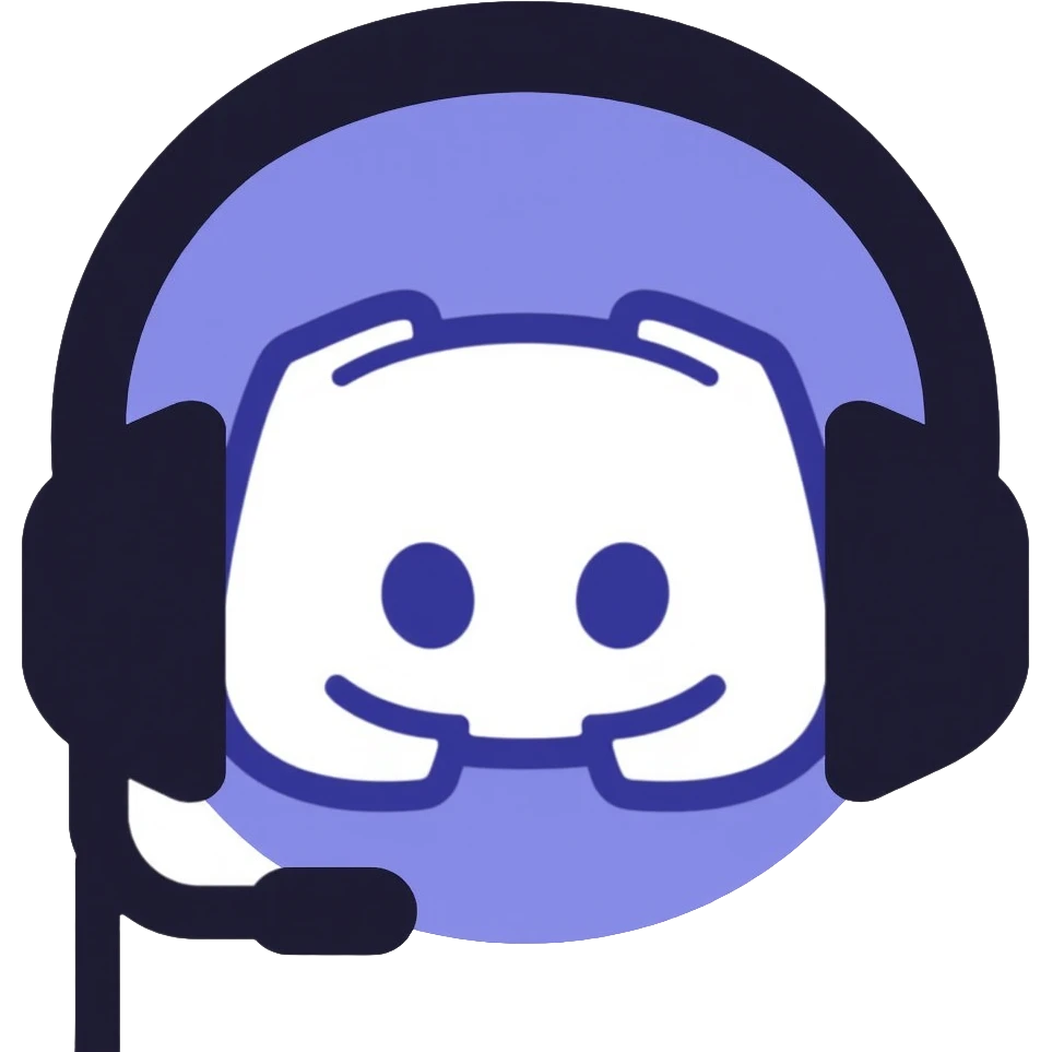 Discord logo with headphones, gaming communication app emoji