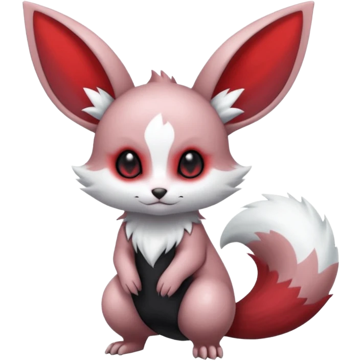 Silvery Grey Black Gradient Metallic Alloy Gothic Edgy Cool Badass Evil Red Albino Minccino-Furret-Eevee-fusion Full Body emoji