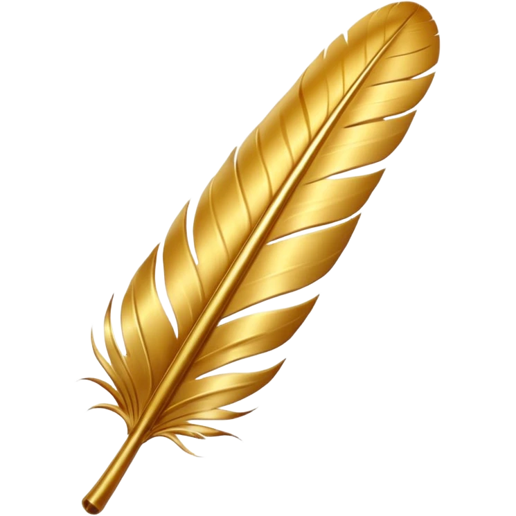 3D perspective Premium golden feather emoji
