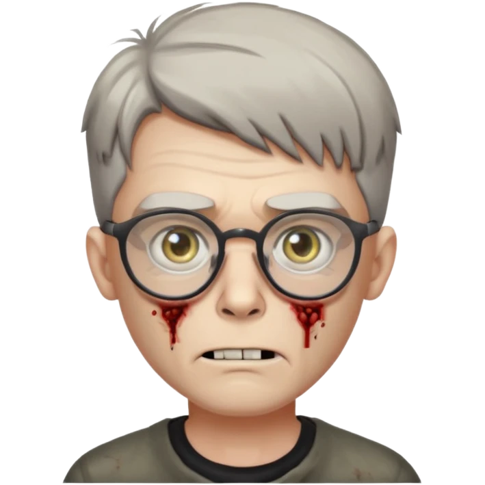 зомбы мужчина в очках с серыми глазами в очеах з прической mob cut emoji
