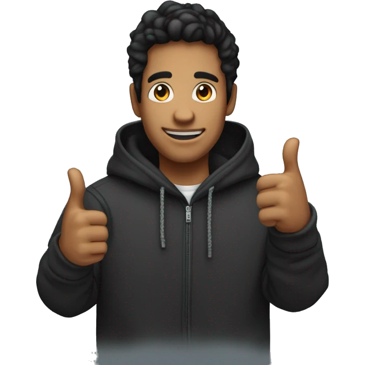eduardo the developer inviting to a meet to know about or services of development at koudrs add a black hoodie, with a letter K and a thumbs upo hand emoji