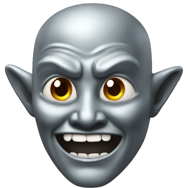 Silver devil statue emoji