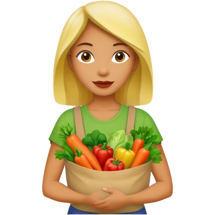 woman holding vegetables bag emoji