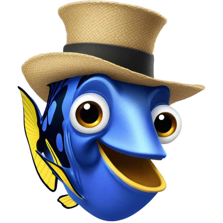 Dory with gloves and a hat emoji