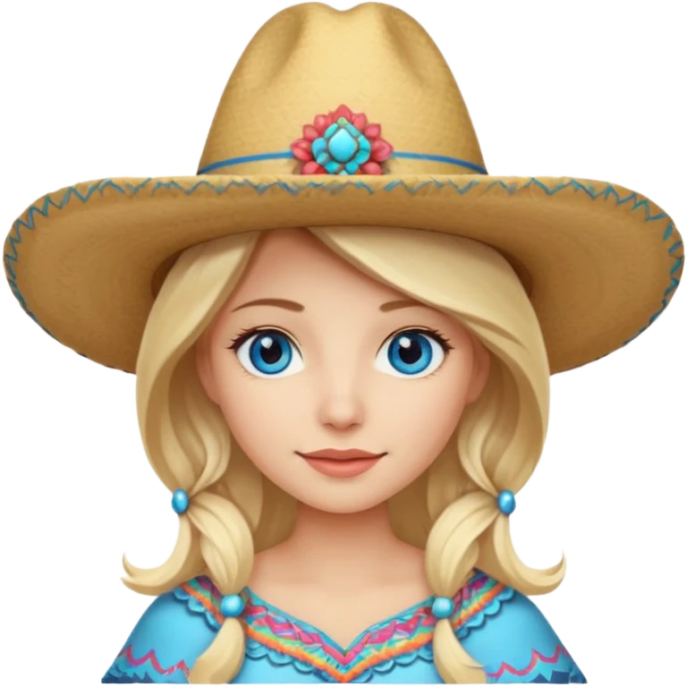 Blonde in a sombrero with blue eyes emoji