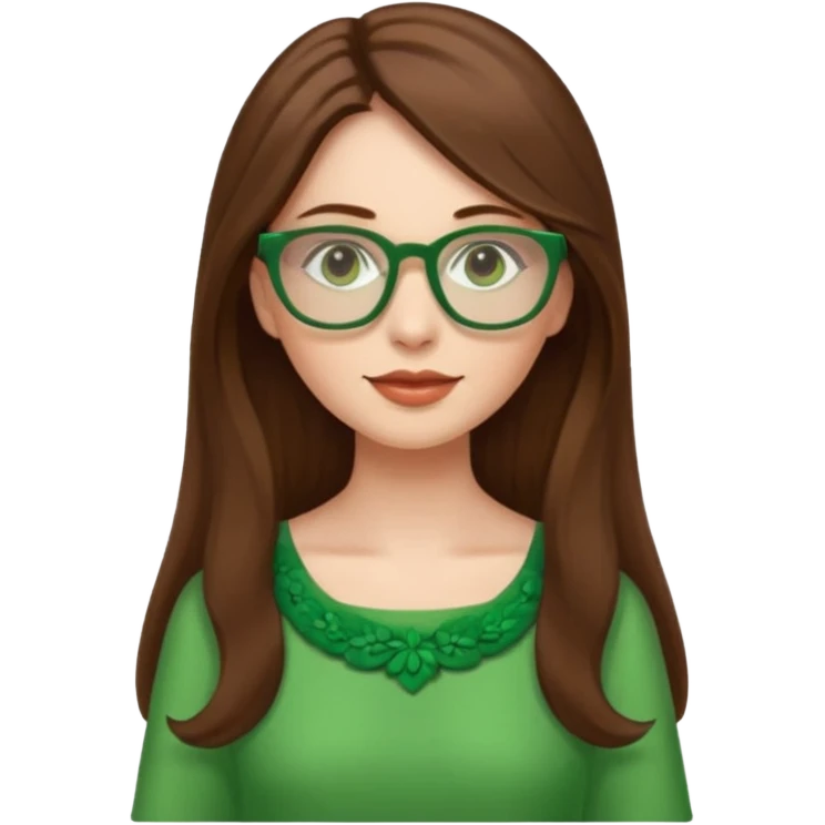 green glasses and green dressed woman long hair emoji