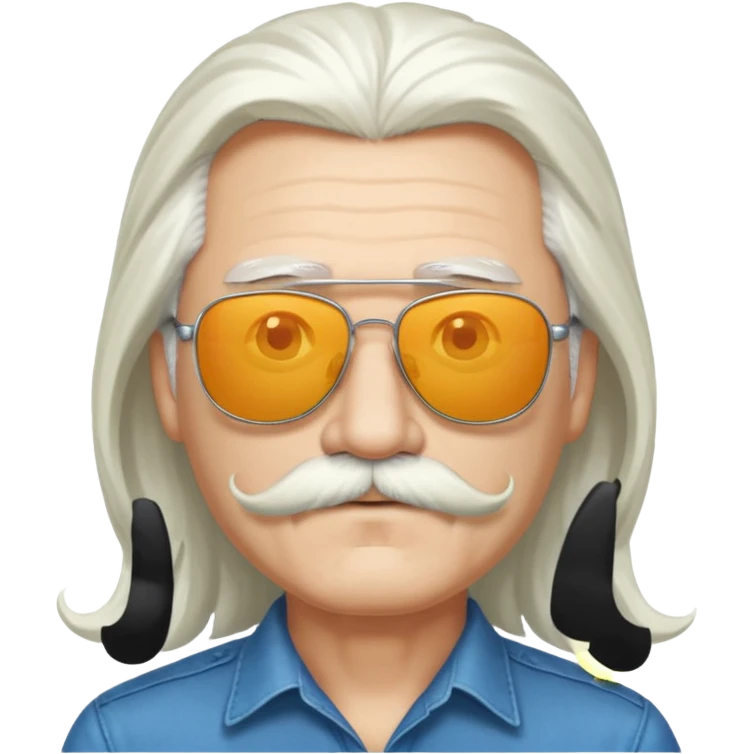 long white hair and  mustached man in sunglasses emoji