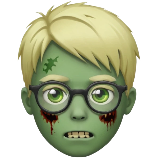 boy zombie with blonde emo hair and green skin and glasses emoji