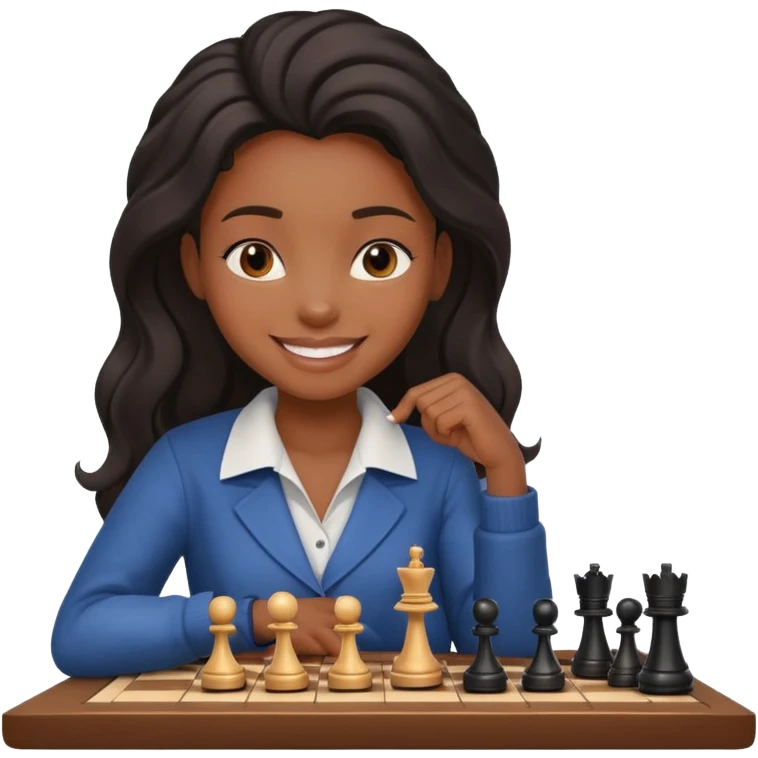 black girl playing chess emoji