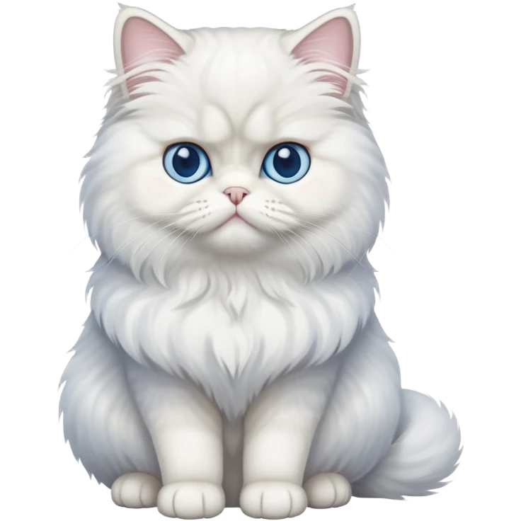 Persian cat full body sitting with blue eyes emoji